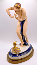 Royal Dux Snake Charmer Figurine – 1930s Art Nouveau – Porcelain – Missing Flute