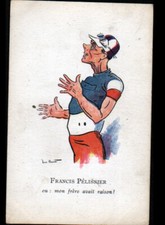 SPORT BIKE / cartoon Francis PELISSIER / CHAMPION DE FRANCE 1921-1923-1924