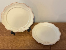 Set Of 2 Large Ceramic Plates Collection ATHEZZA Scalloped Edge 10 3/4”