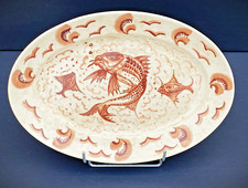 LACHENAL : grand plat décor aux poissons signé pièce unique !