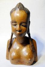 Ethnic Wood Carving Female Bust - Africa Ivory Coast - Handmade