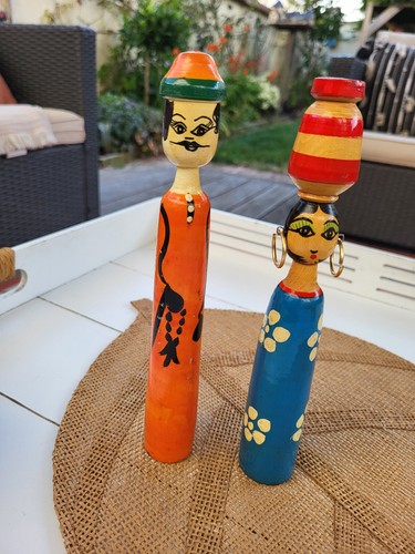 Couple figurines bois - couple, en