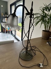 Lampe De Table Ou Bureau Art Déco Avec Verre Tulipe Et Bras En Col De Cygne