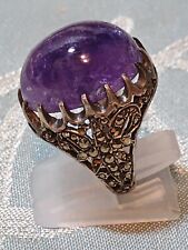 late 19th early 20th century beautiful silver and amethyst ring, boar head hallmark