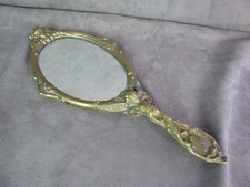 Bronze FACE TO HAND MIRROR. Antique. angel decor.