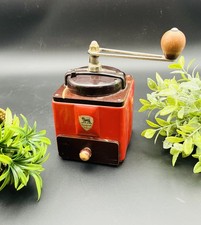 Vintage Peugeot Frères Wood and Red Metal Coffee Grinder - 656018