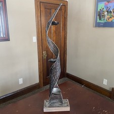 Mid-Century Industrial Modernist Style Abstract Metal Sculpture – Spiral Design