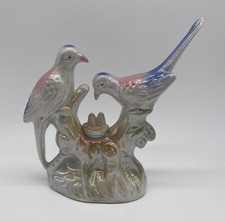 Vintage Iridescent Luster Birds On Branch Figurine