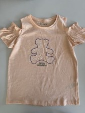 Cold Shoulder Top Lulu Castagnette Girls Size 12 Peach Embroided Bear Edition