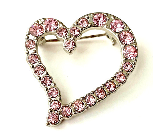 Broche coeur strass rose - broche,
