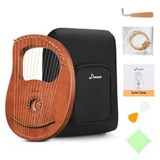 Donner DLH-003 Lyre Harp 16 Metal Strings Mahogany Body Copper Saddle + Gig Bag