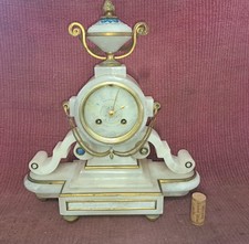 Antique Paris Pendulum in Alabaster Chime Clock XIX