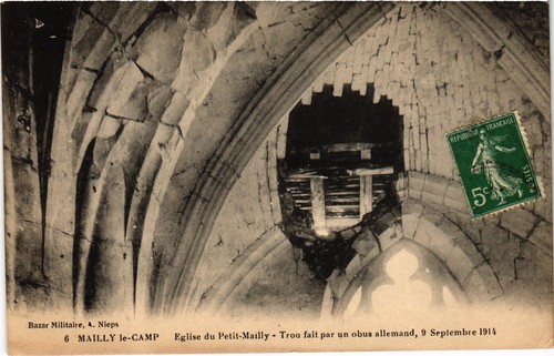 Cpa mailly camp eglise - camp, trou
