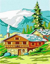 Kit canevas Chalet en montagne