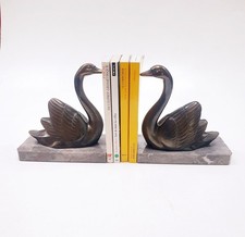 M. LEDUCQ (1879-1955) Serre-livres Sculpture Cygnes Signés Art Deco Régule 