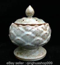 6,4 "Ancien Palais Song Ru Four Porcelain Lotus Fleur Couverture Incense Burner