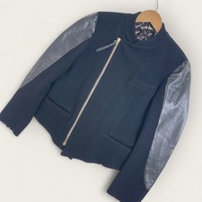 Paul Smith Leather Blouson Jacket All-Over Pattern Black Size M -Used -From Jap