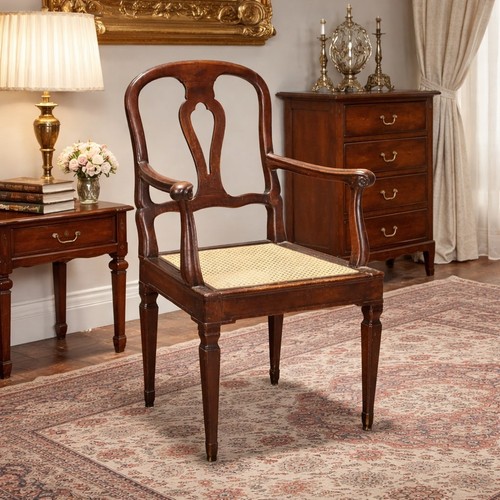 Fauteuil ancien noyer cannage - ancien,
