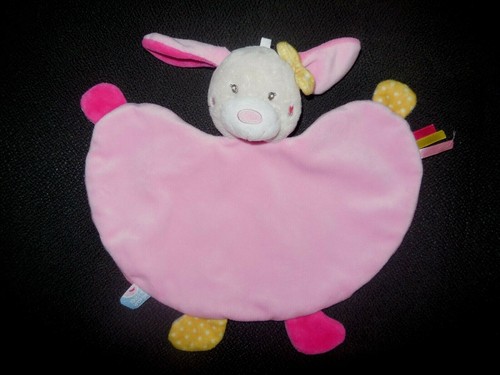 Doudou plat lapin - doudou, rose