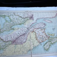 1928: Map Of  Eastern Canada CNA #124/125 Old Atlas Original Print Antique  