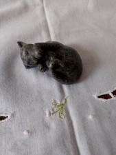 Figurine Chat Dormant Grise En