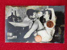 Photo woman and man Curiosa alcohol bottle Jacques and Charles Biederer R-208