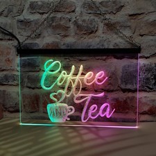 Enseigne lumineuse néon LED café et thé avec style d'effet fluide coloré