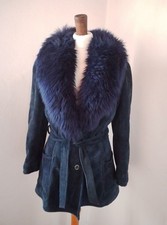 vintage 70s blue suede afghan