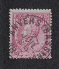 TIMBRE Belgique 1884-86 Leopold II 10c rose oblitéré n°71 catalogue Maury