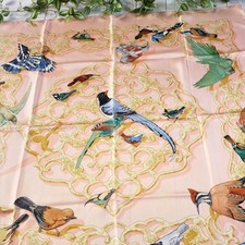 Hermes Kare 90 Silk Scarf Birds of India & Himalaya Pink Brand