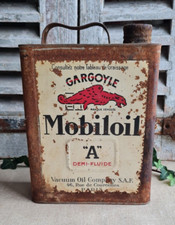 ANCIEN BIDON HUILE MOBILOIL AUTO MOTO PUBLICITAIRE GARAGE