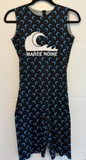 MARINE SERRE Crescent Moon Print Bodysuit In Black Blue Maree Noire One Piece M