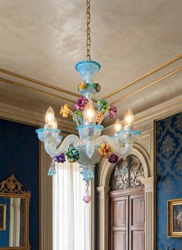 Ancien lustre murano opalin - , en