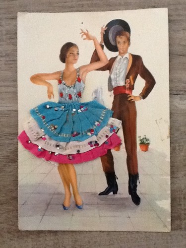 Illustree brodee danseuse - cp,