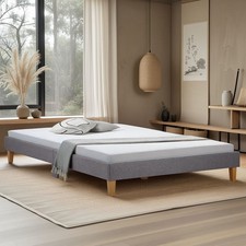 Cadre de Lit Rembourré Adulte Double 160x200 Gris Sommier à Lattes Homestyle4u