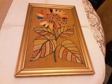SUNFLOWER FLOWER PAINTING EMBROIDERY ON BURLAP CRAFTS