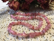 Collier perles pierres naturelles tourmaline rose  argenté 43 cm