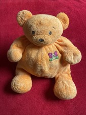 🇫🇷 NOUNOURS Peluche Doudou Boule Ours Orange Papillon Éponge Moelleux 31 Cm