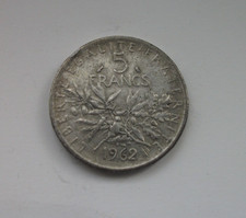France Pièce de 5 Francs Semeuse en Argent 1962