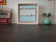 Tableau peinture acrylique  contemporaine cadre flottant décoration mer océan