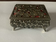 Petite Boîte/Ecrin Métal Argenté décor Fleurs  de Cerisier    JAPON     Vintage