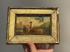 Cadre Peinture À L’huile Sur Bois Tres Ancien Siècle À Identifier