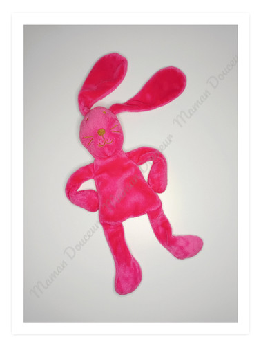 Doudou plat lapin rose - plat,