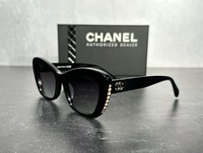 NEW CHANEL 5481 CAT-EYE PEARL SUNGLASSES BLACK & GOLD c.622/S6! SHIPS TODAY!