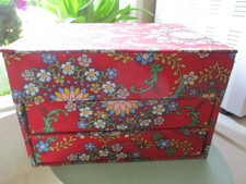 ANTIQUE SEWING BOX COVERED