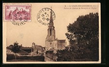 Old postcard La Haie-Fouassière, entrance to the Chateau de Rochefort and the Church 1935 