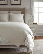 Sferra BISSA FULL / QUEEN Blanket Cover & Shams 3 PC Set NOUGAT ITALY - NEW!