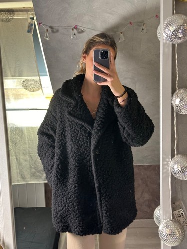 Manteau fausse fourrure noir - fausse,
