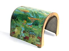 J de P, JEP HO, O MODEL TUNNEL DECOR LANDSCAPE MOUNTAIN TRAIN CANVAS LITHOGRAPHED