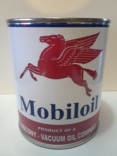 Mobiloil motor oil can - mobiloil,